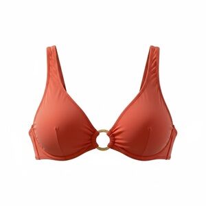 Aerie Coral Bikini Top NWT Ring Detail Padded Size M